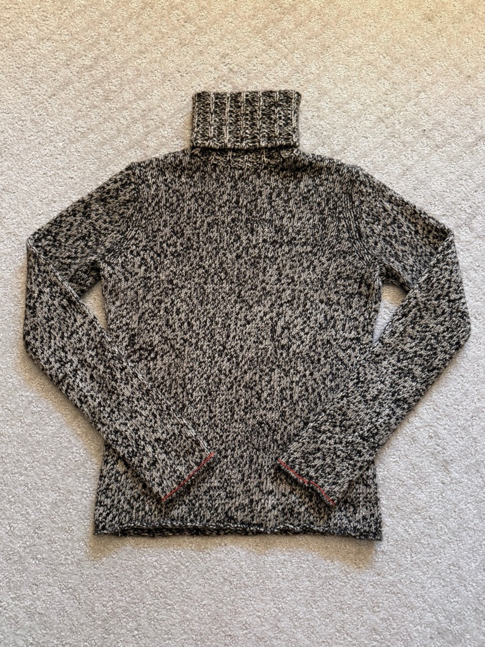 GAP Wool Blend Marled Brown Chunky Knit Turtleneck Sweater Vintage Rolled Hem M